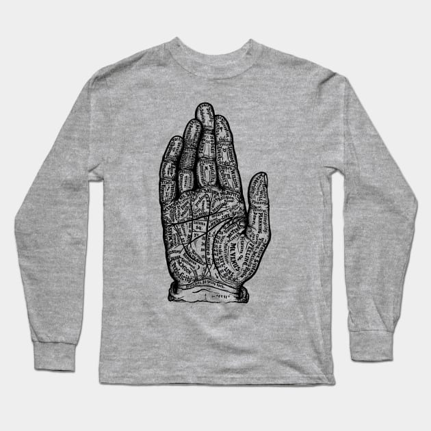 Antique Fortune Telling Palmistry Hand Long Sleeve T-Shirt by Pixelchicken